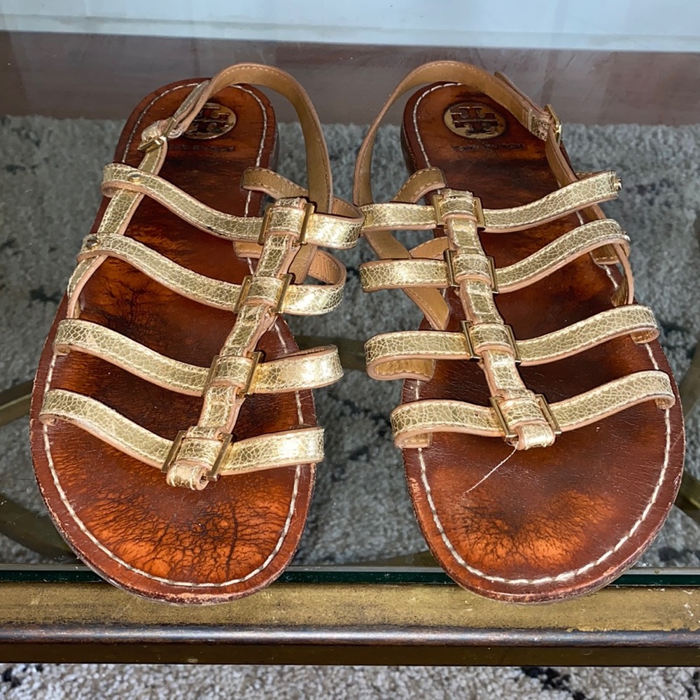 Tory Burch Gold Gladiator Sandals